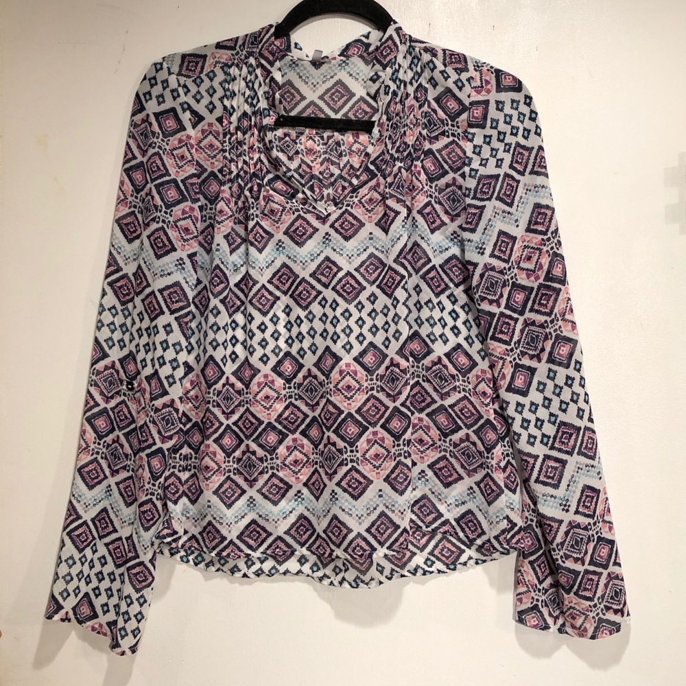 Charlotte Russe Sheer Top.  Size Medium purple, teal and black multi colors - Picture 3 of 15